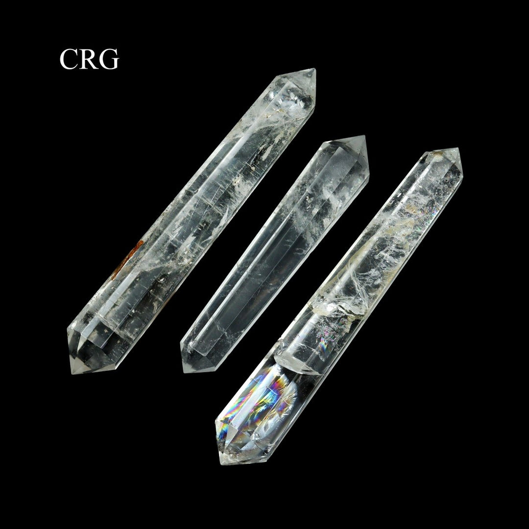 QTY 1 - Clear Quartz Double Pointed Wand / 3 - 5" AVGCrystal River Gems