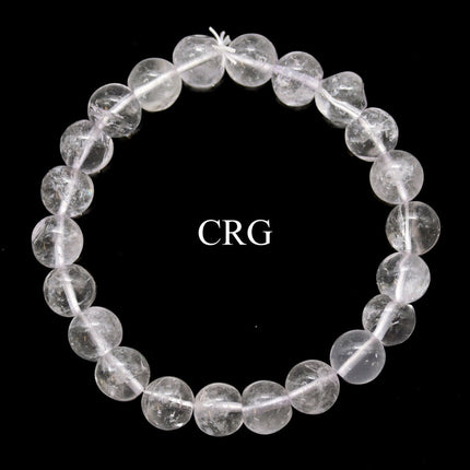 QTY 1 - Clear Quartz Tumbled Bead Stretch Bracelet / 8mm AVG - Crystal River Gems