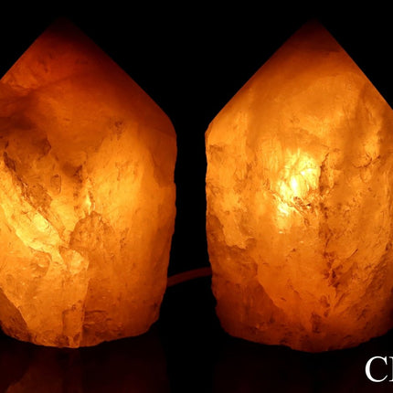 QTY 1 - Crystal Quartz Top Polished Point Lamp / 5"-8" Avg / CORD & BULB INCLUDED - Crystal River Gems