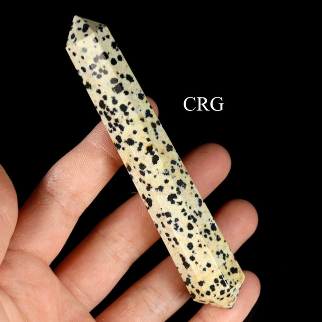 QTY 1 - Dalmatian Jasper Double Pointed Wand / 3-5" AVG - Crystal River Gems