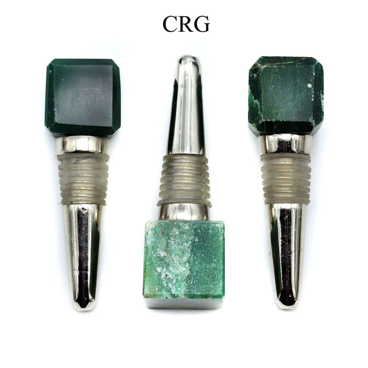 QTY 1 - Dark Green Aventurine Gemstone Cube Bottle Stopper / 1" AVG