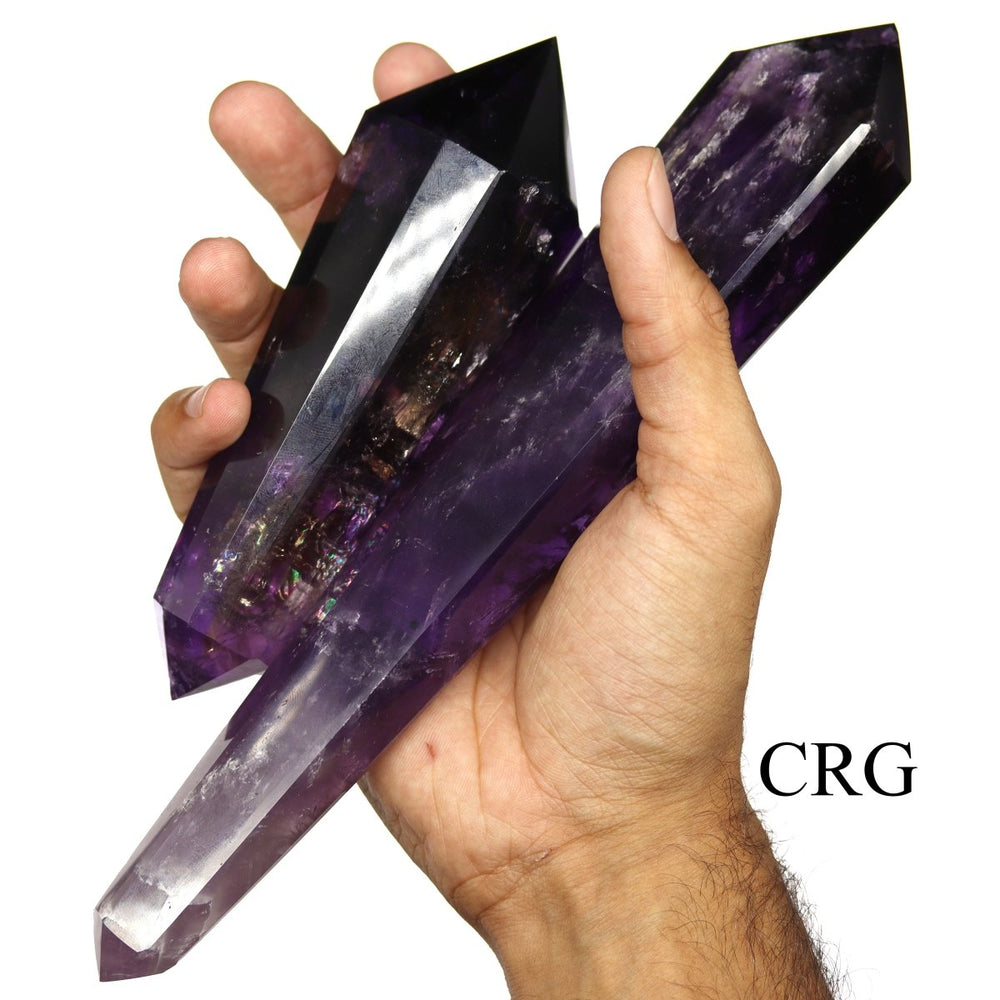 QTY 1 - Fully Polished Extra Quality Amethyst Double Terminated Wand (400-500 GRAMS) avg