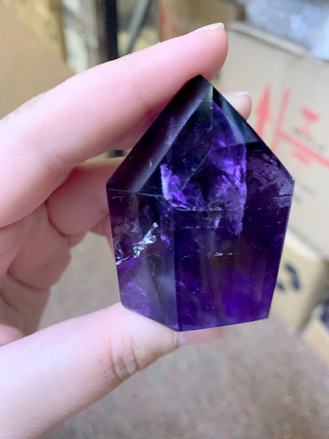 QTY 1 - Fully Polished Extra Quality Amethyst Tower (100 - 199 GRAMS) avg