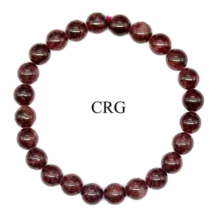 QTY 1 - Garnet Tumbled Bead Stretch Bracelet / 8mm AVG - Crystal River Gems