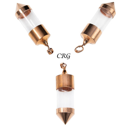 QTY 1 - Glass Bottle Pendant w/ Copper Ends