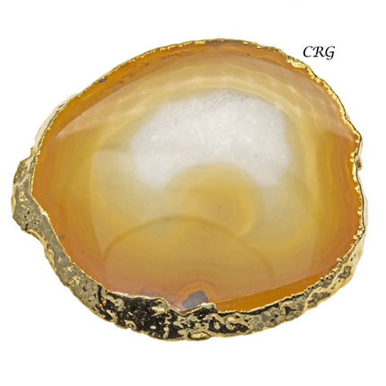 QTY 1 - Gold Plated NATURAL Agate Slice / #2 / 2.75-3" - Crystal River Gems