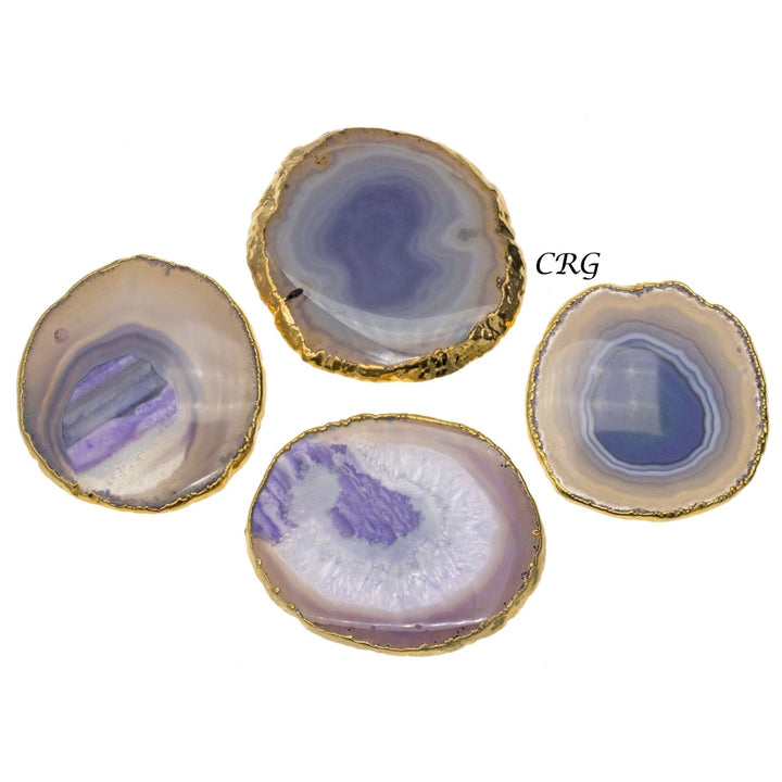 QTY 1 - Gold Plated PURPLE Agate Slice / #2 / 2.75 - 3"Crystal River Gems