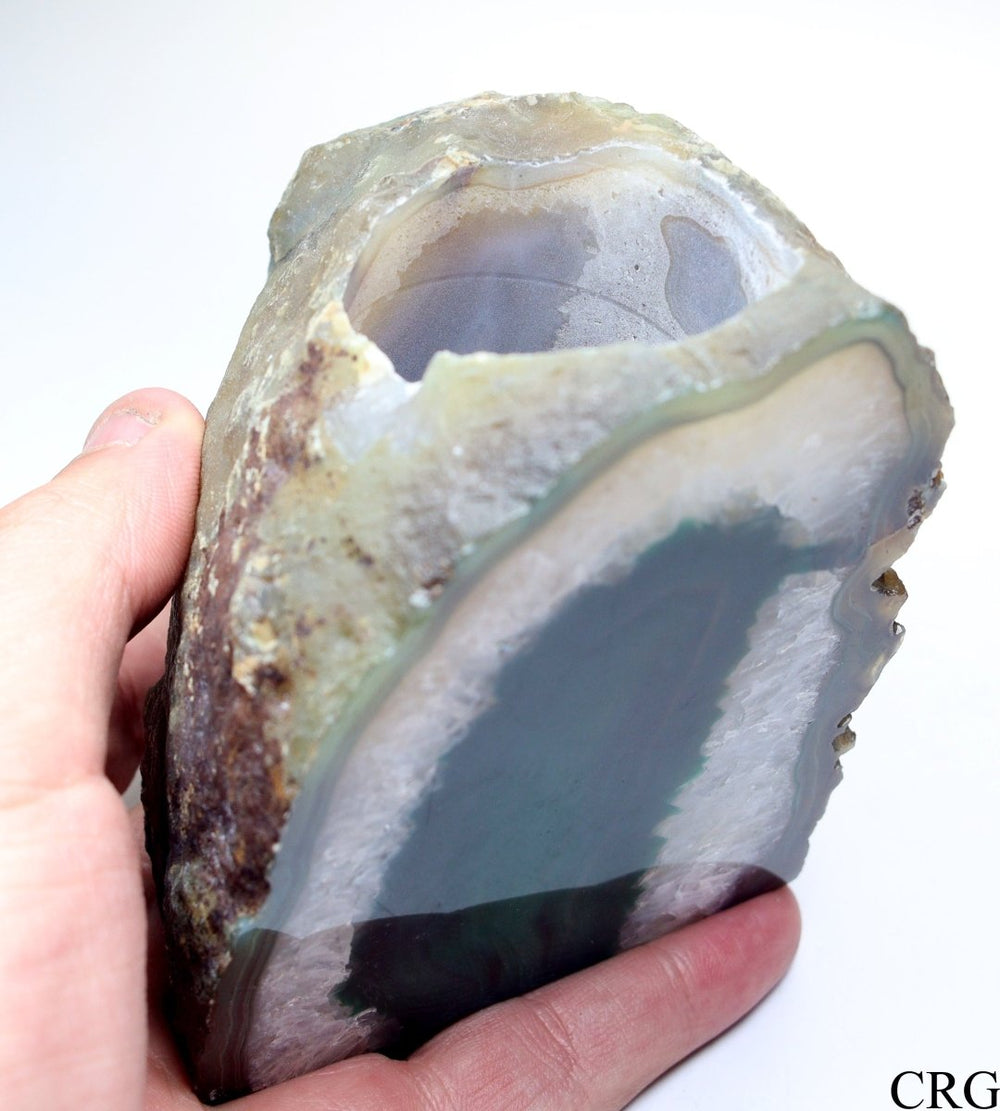 QTY 1 - Green Agate Geode Tea Light Candle Holder