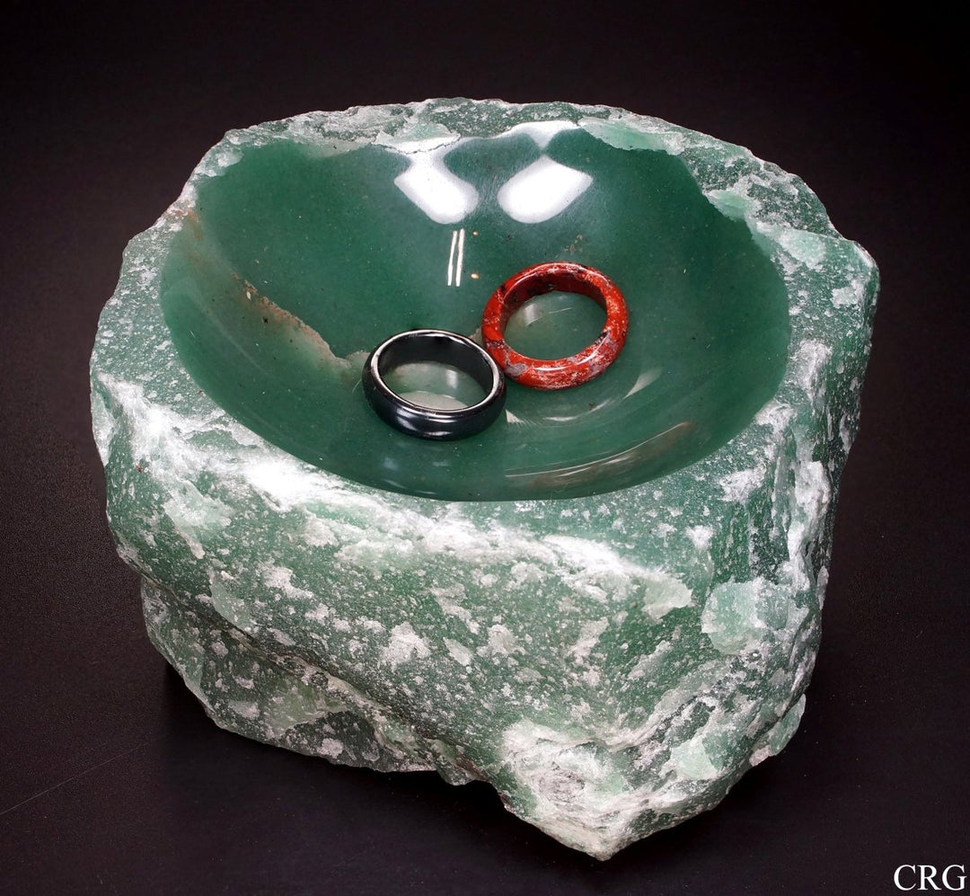 QTY 1 - Green Quartz Bowl / Jewelry Dish / 3.75"-5" avg.