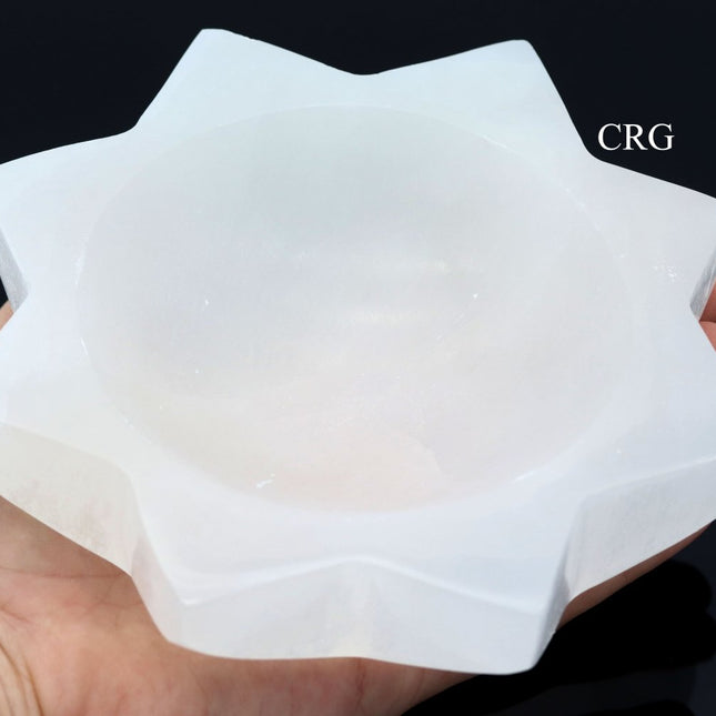 QTY 1 - Hand-Carved 8 Sided Sun Selenite Bowl (15 cm)