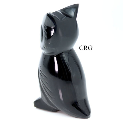 QTY 1 - Hand Carved Black Obsidian Owl - Crystal River Gems