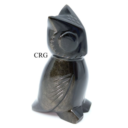 QTY 1 - Hand Carved Black Obsidian Owl - Crystal River Gems