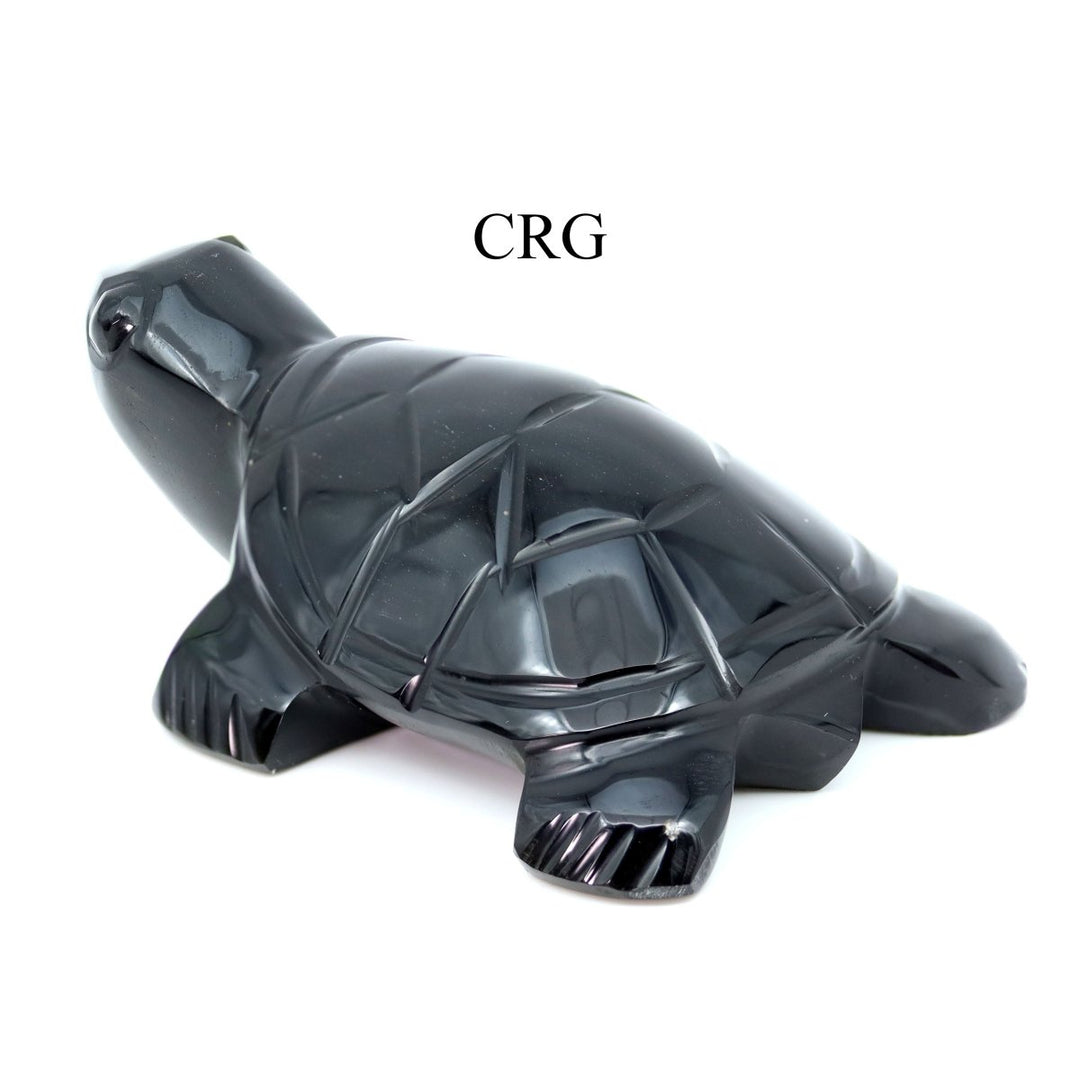 Hand Carved Black Obsidian Turtle - Qty 1