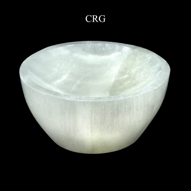 QTY 1 - Hand Carved Selenite Bowl 10cm (1.25" H x 3.50" D) Avg - Crystal River Gems