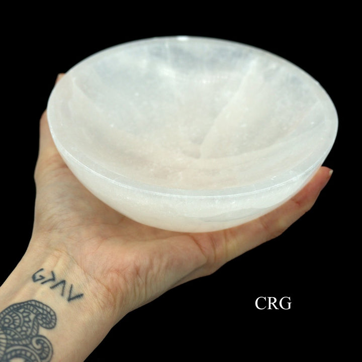 QTY 1 - Hand-Carved Selenite Bowl / 14cm AVG