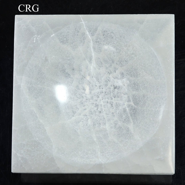 QTY 1 - Hand-Carved Square Selenite Bowl (15 cm) - Crystal River Gems