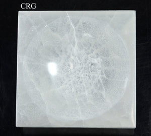 Hand Carved Square Selenite Bowl 15 cm (1 Piece)