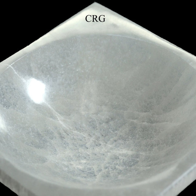 QTY 1 - Hand-Carved Square Selenite Bowl (15 cm) - Crystal River Gems