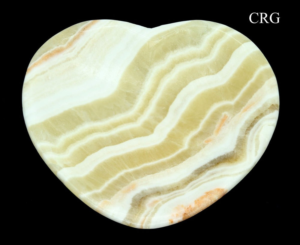 QTY 1 - Heart Shaped Yellow Calcite Bowl / 15 CM