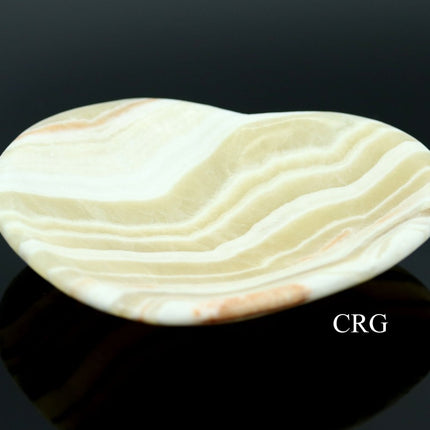 QTY 1 - Heart Shaped Yellow Calcite Bowl / 15 CM
