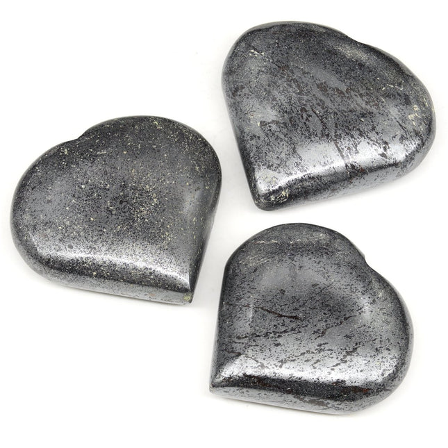 QTY 1 - Hematite Puffy Heart / 2-4" AVG - Crystal River Gems