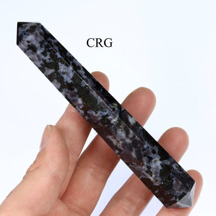 QTY 1 - Indigo Gabbro Double Pointed Wand / 3-5" AVG - Crystal River Gems
