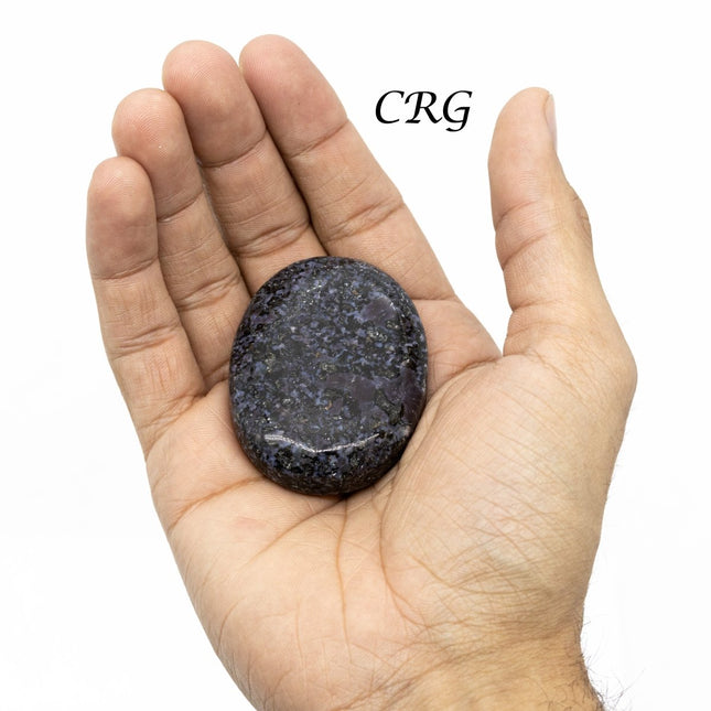 QTY 1 - Indigo Gabbro Palm Stone / 2" Avg - Crystal River Gems