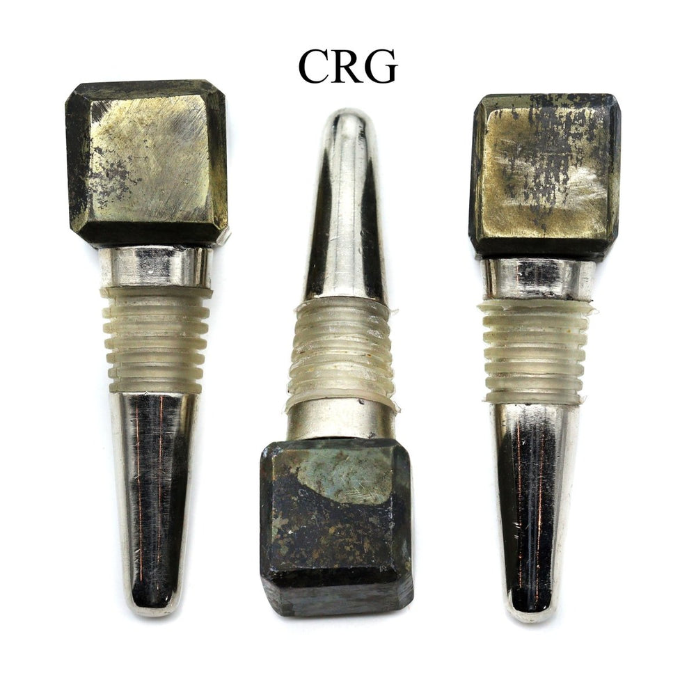 QTY 1 - Iron Pyrite Gemstone Cube Bottle Stopper / 4" AVG