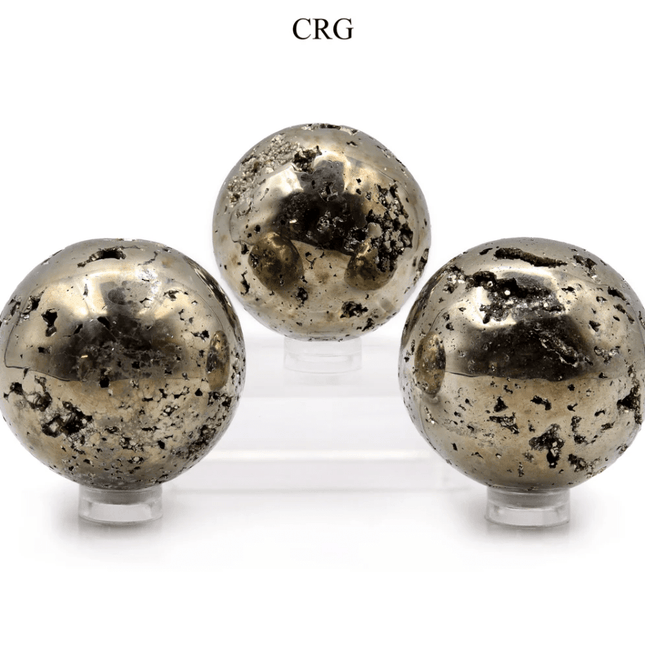 QTY 1 - Iron Pyrite Sphere / 30-40mm AVG - Crystal River Gems