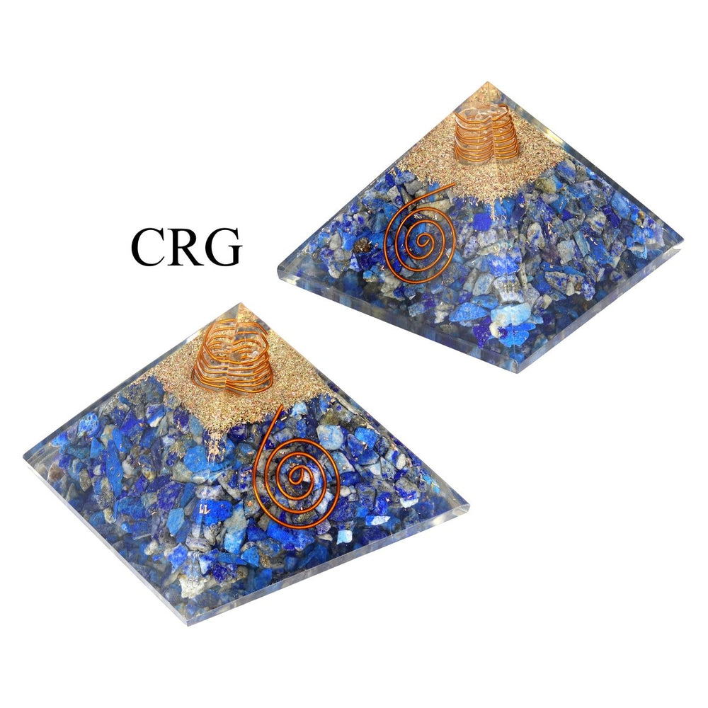 QTY 1 - Lapis Lazuli Chip Orgonite Pyramid with Copper / 3" AVG