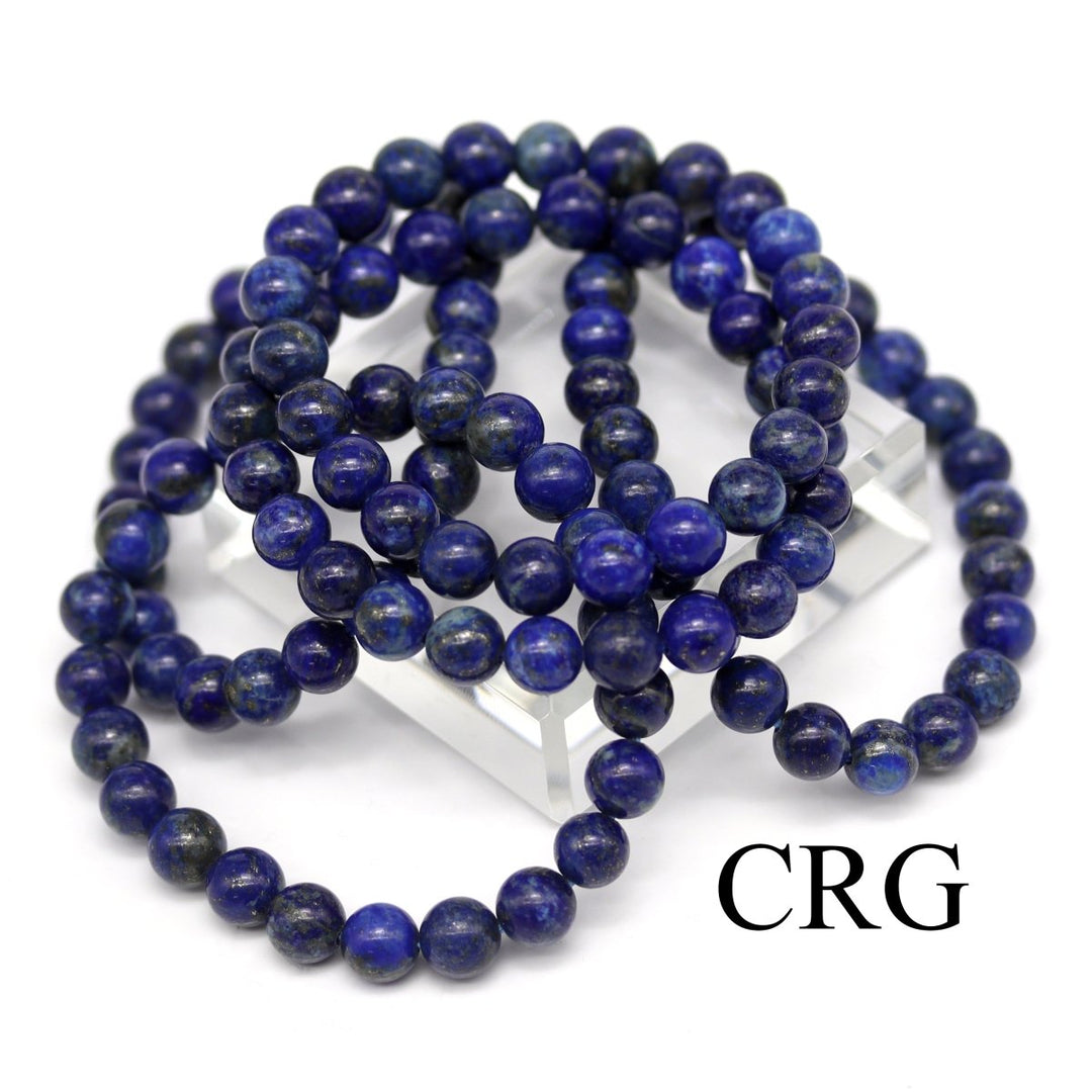 QTY 1 - Lapis Stretch Bracelet / 8 mm Round BeadsCrystal River Gems