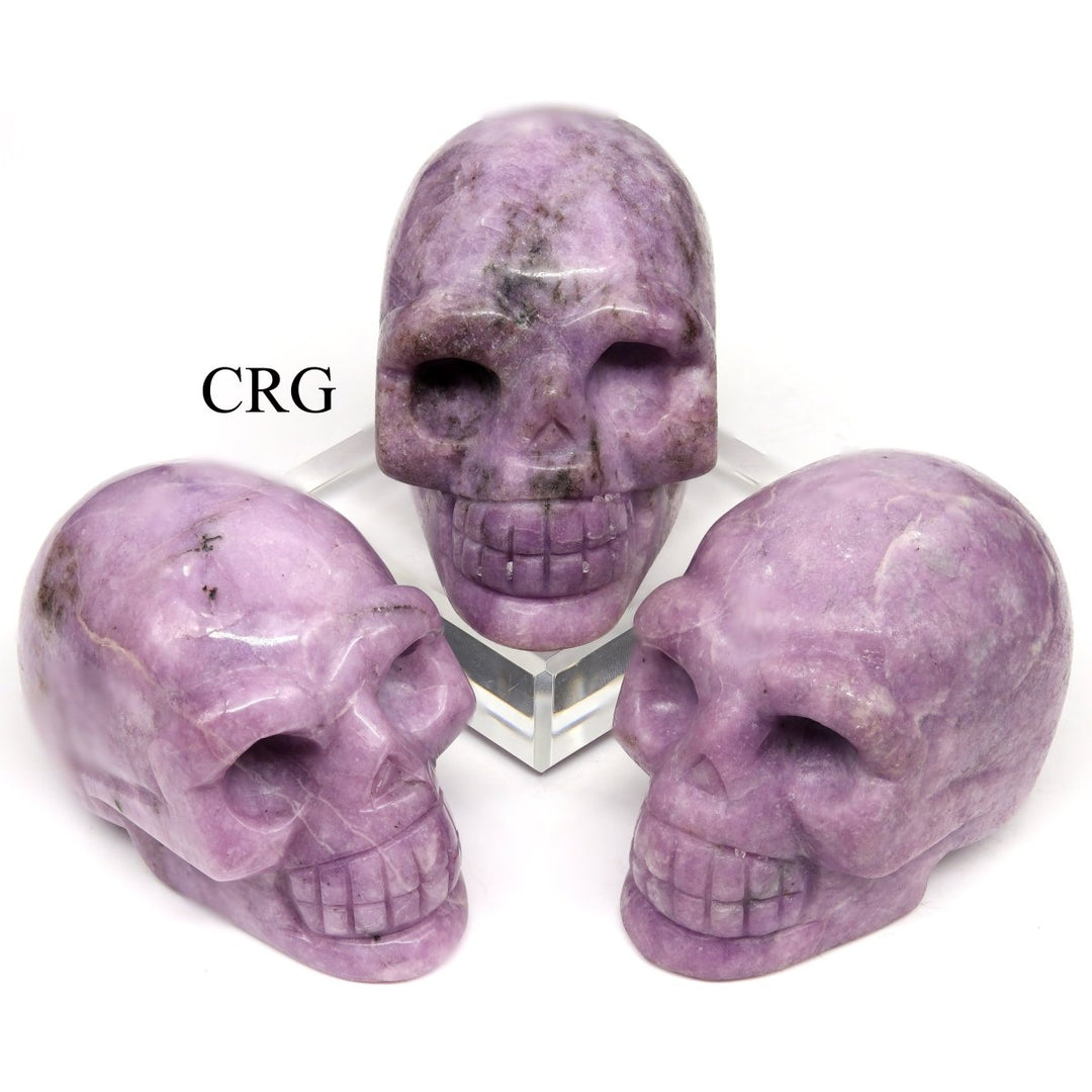 QTY 1 - Lepidolite Gemstone Skull / 3" AVGCrystal River Gems