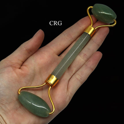 QTY 1 - Light Green Aventurine Facial Massage Roller / 5.5" AVG - Crystal River Gems