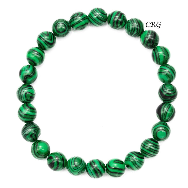 Qty 1 - Malachite Inspired Premium Bead Stretch Bracelet / 8 mm AVG - Crystal River Gems