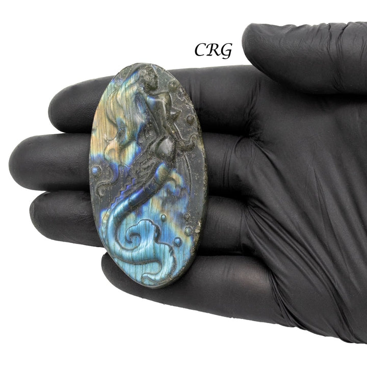 Qty 1 - Mermaid Labradorite Super Flash CarvingCrystal River Gems