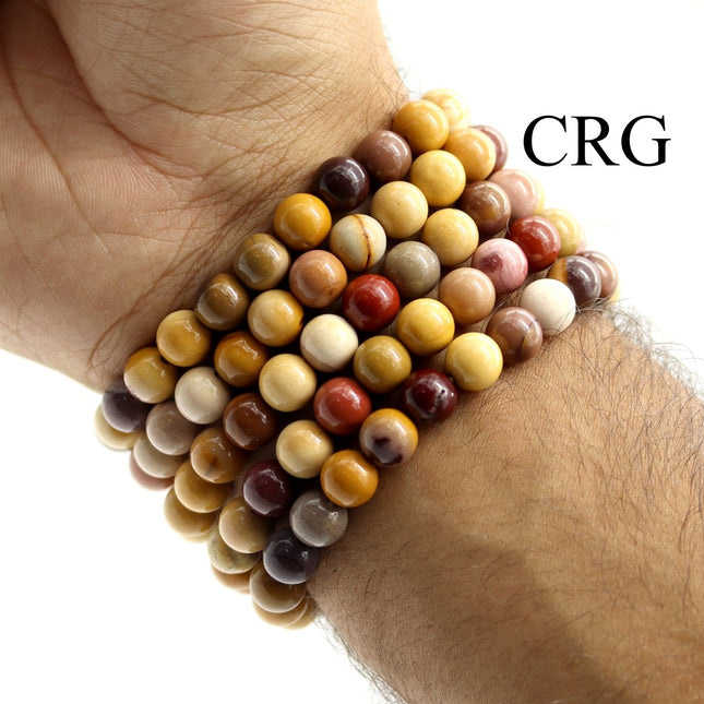 QTY 1 - Mookaite Stretch Bracelet / 8 mm Round Beads - Crystal River Gems