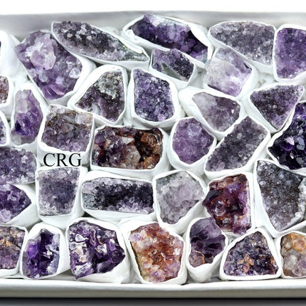QTY 1 - Multicolored Amethyst Druzy / Medium Flat / 1-2.5" AVG - Crystal River Gems