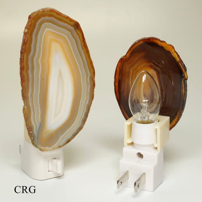 QTY 1 - Natural Agate Nightlights Lamp with Bulb and Switch