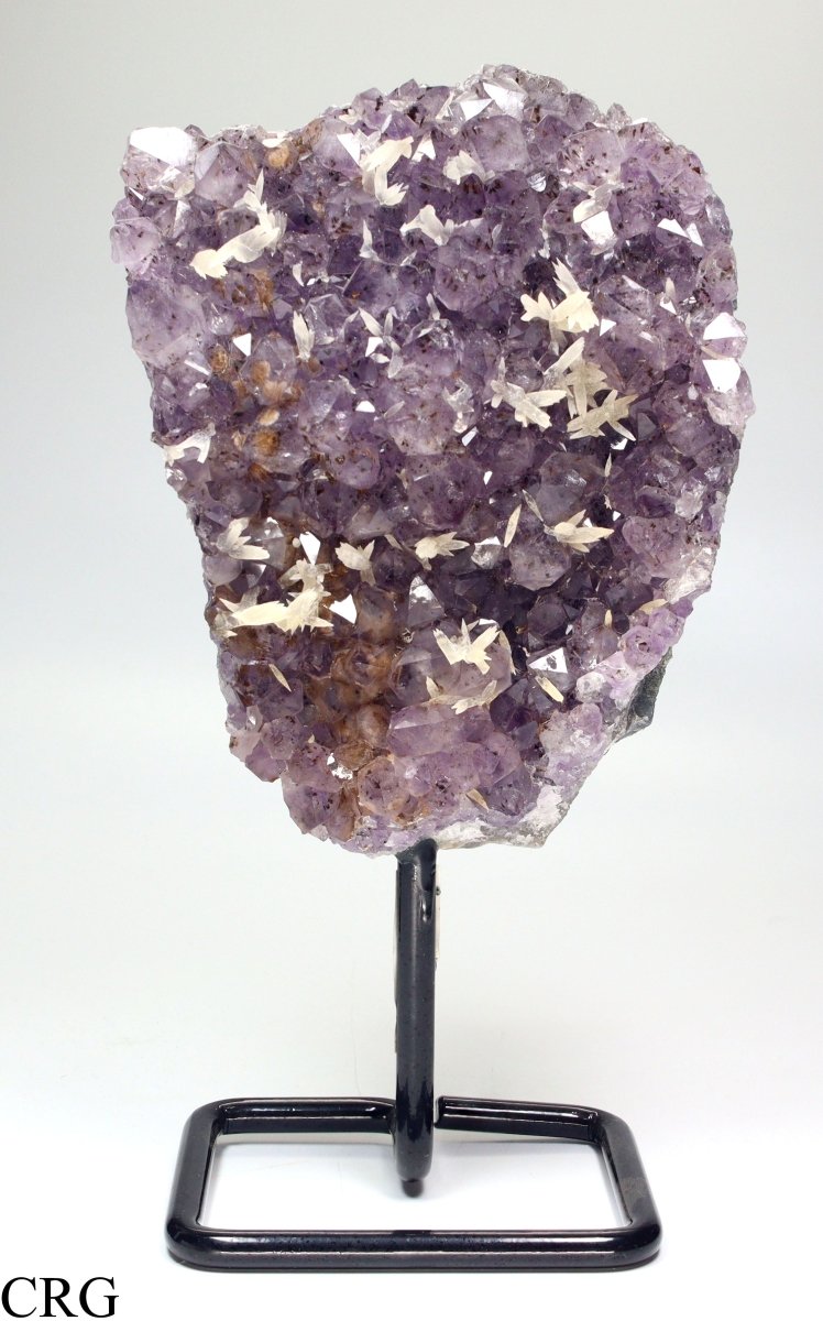 QTY 1 - Natural Rough Amethyst Druzy on Metal Stand / 7"-10" avg.