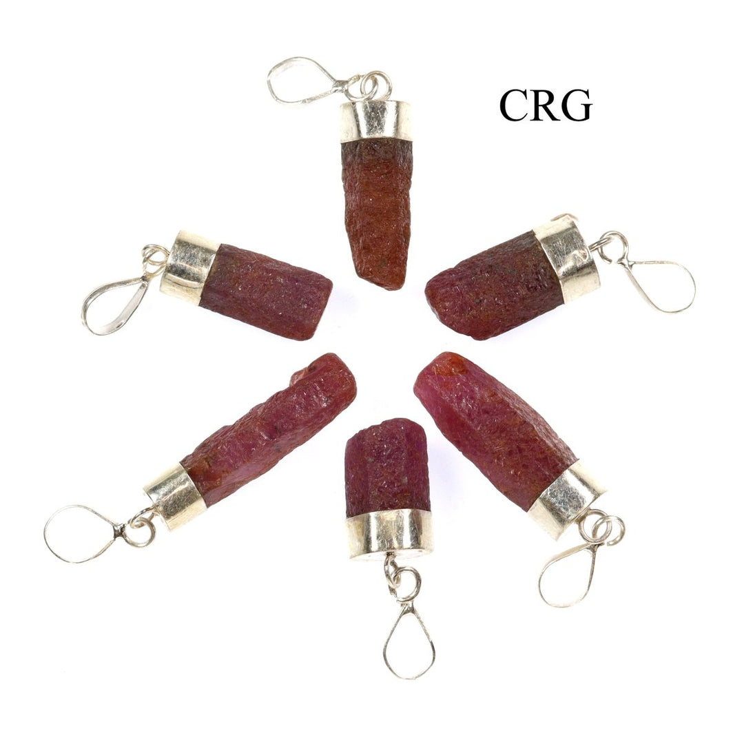 Natural Ruby Sterling Silver Pendant - 1" - Qty