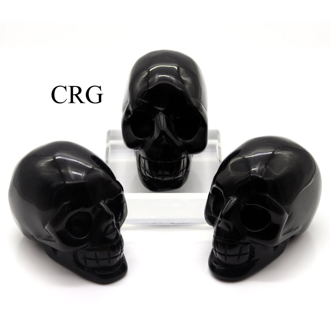 QTY 1 - Obsidian Gemstone Skull / 3" AVG