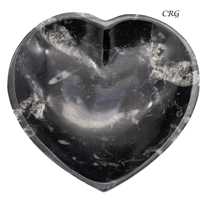 Qty 1 - Orthoceras Fossil Heart Bowl 15cm