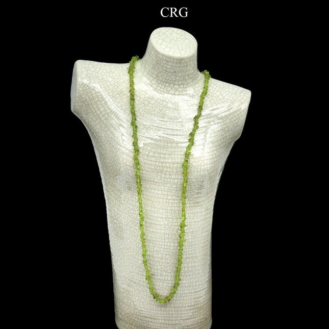 QTY 1 - Peridot Strand Chip Necklace / 32" AVG - Crystal River Gems