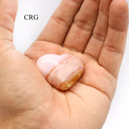 QTY 1 - Peru Pink Opal Heart / 40-50mm