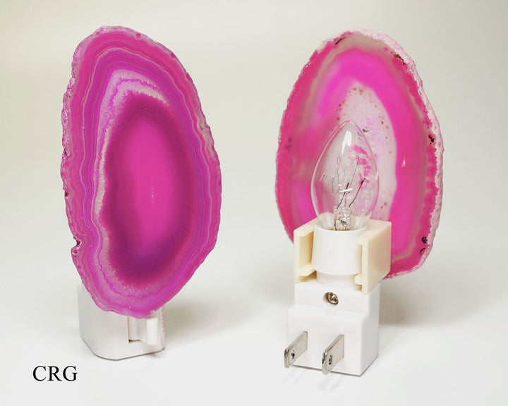 QTY 1 - Pink Agate Nightlights Lamp with Bulb and SwitchCrystal River Gems