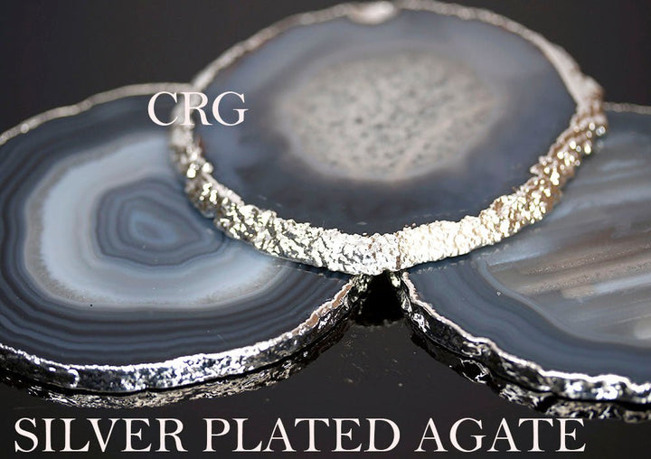 QTY 1 - Pink Silver Plated Agate Slice / #2 / 2.75 - 3"Crystal River Gems