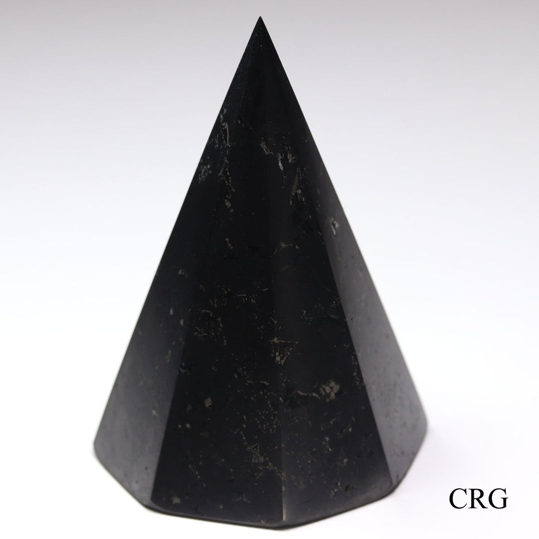 Polished Shungite Pyramid with Octagonal Base - 6 cm - Qty 1
