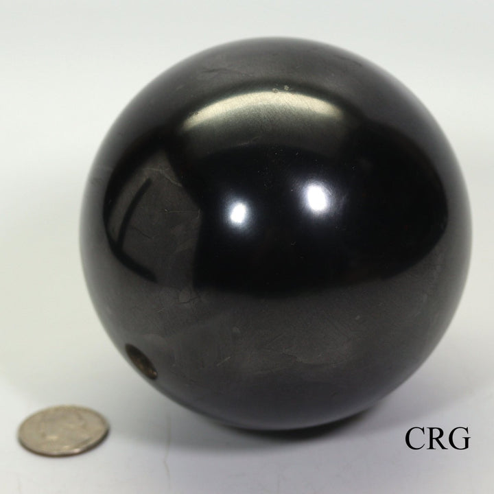 QTY 1 - Polished Russian Shungite Sphere / 10cm AVGCrystal River Gems