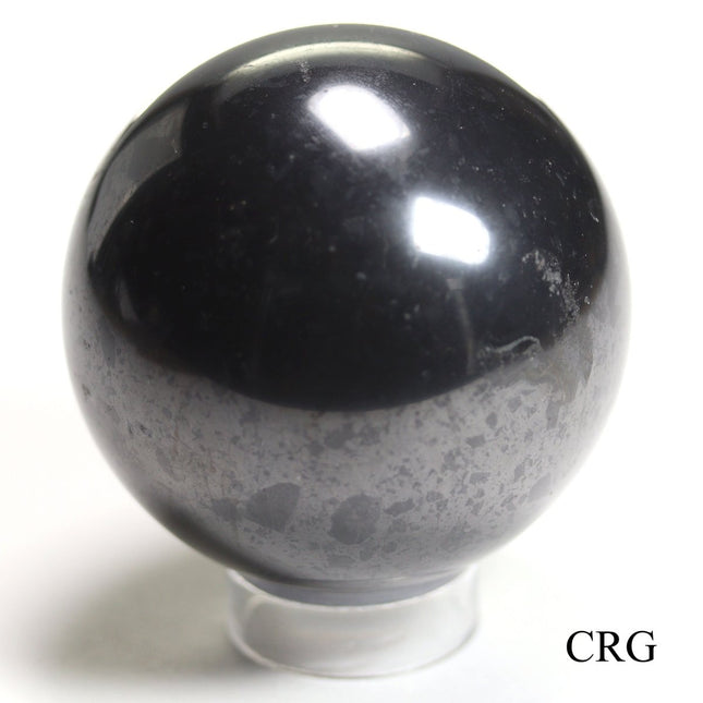 QTY 1 - Polished Russian Shungite Sphere / 7cm AVG - Crystal River Gems