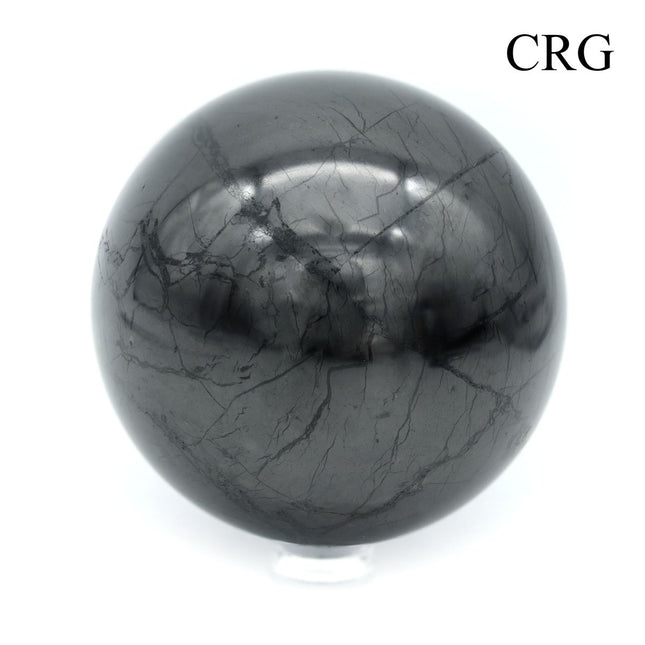 QTY 1 - Polished Russian Shungite Sphere / 7cm AVG - Crystal River Gems